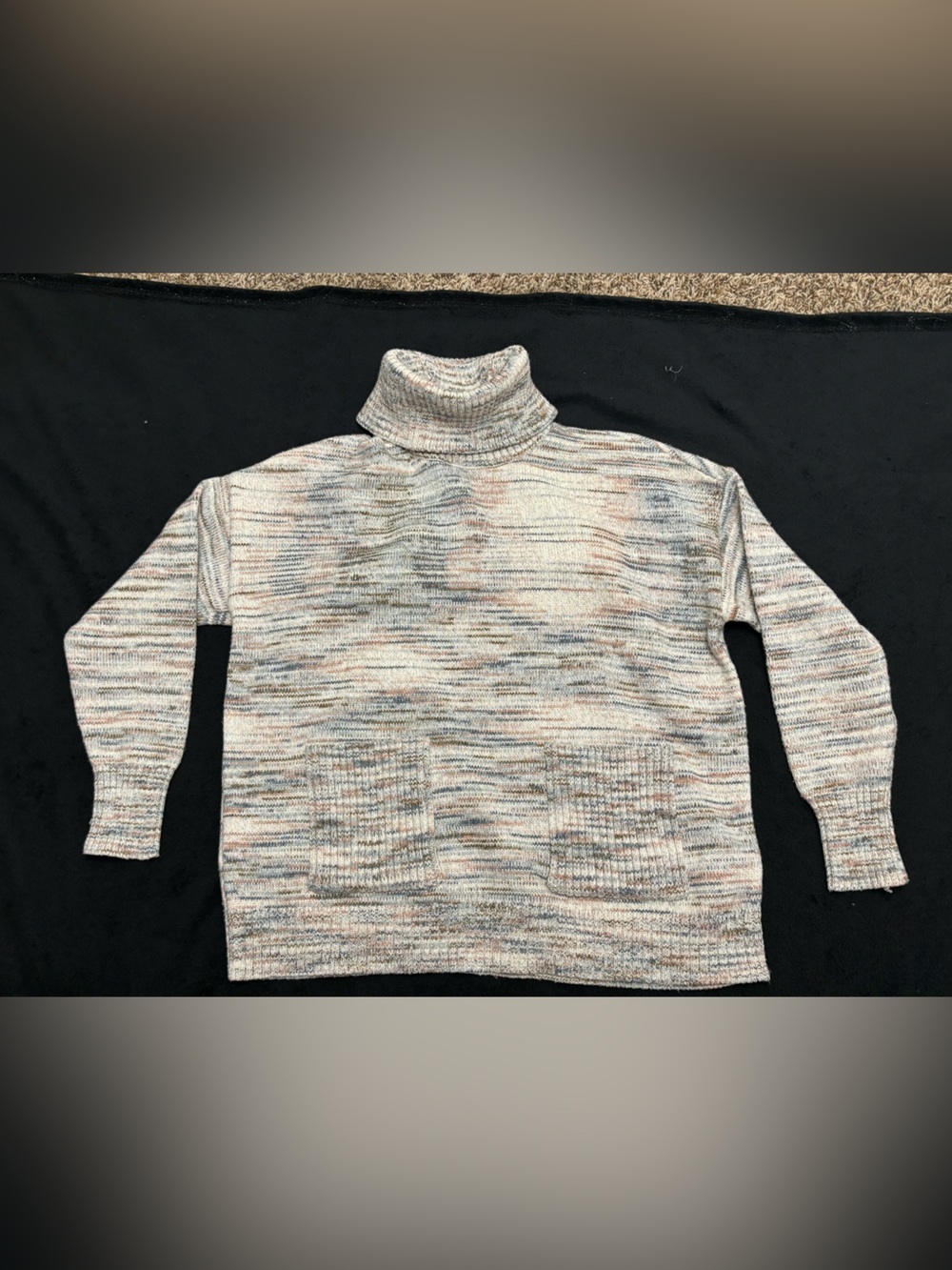 LOFT Cream Multicolor Marled Turtleneck Sweater
